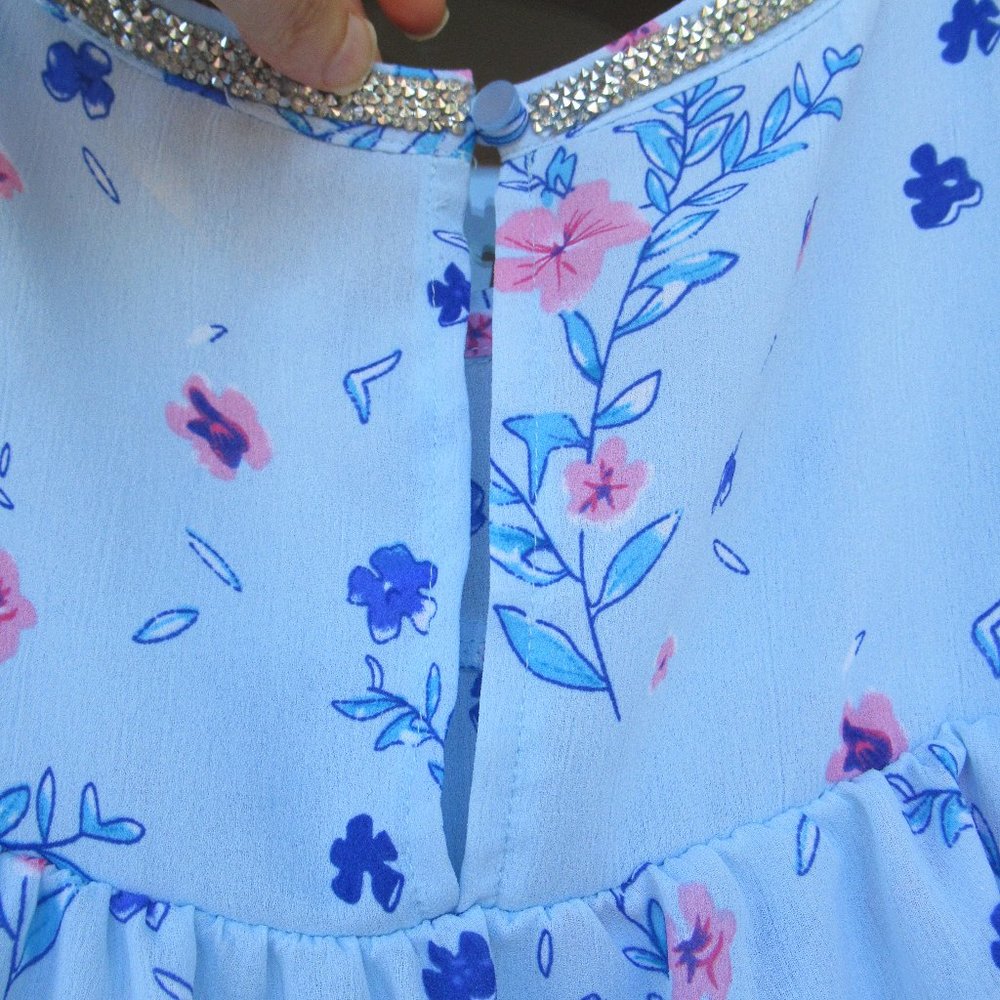 Last Chance 🌹$13ifbundle2 NWT ruffle layer floral top w bling - Picture 11 of 16